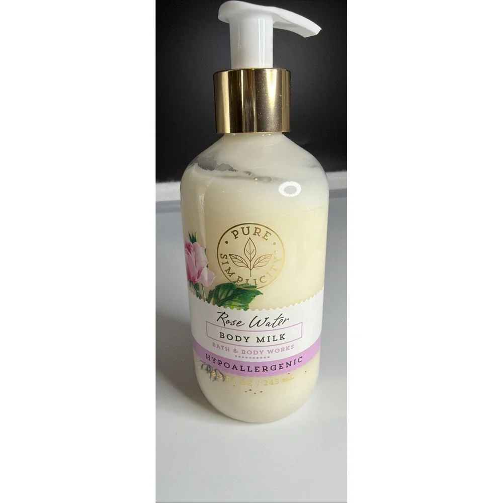 Bath & Body Works Pure Simplicity Rose Water Body Milk 8.3oz Hypoallergenic Pump
